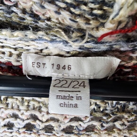 Womens Cato Beige Red Striped Open Knit Sleeveless Cardigan Vest Acrylic 22/24 - Picture 6 of 10